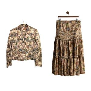 Rare 2005 Polo Ralph Lauren Patchwork Batik Skirt & Jacket Sz 10